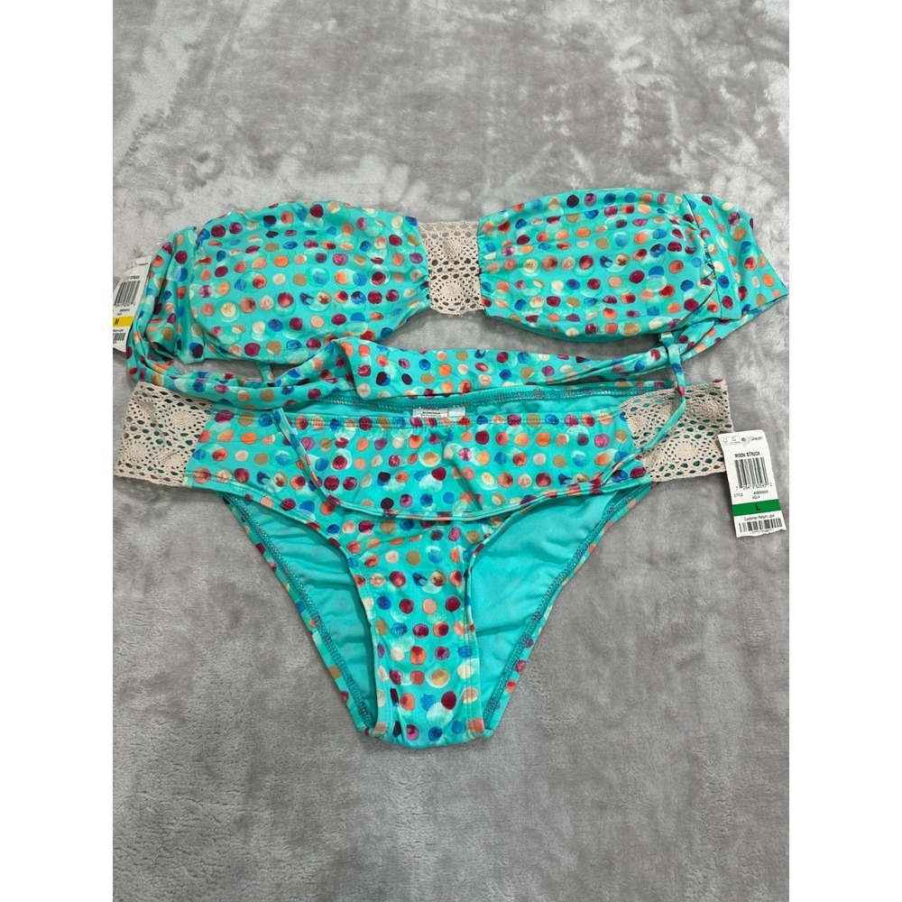 Bar III Multicolor‎ Two Piece Bikini Set Adjustable Strap Mixed Size Dotted NWT